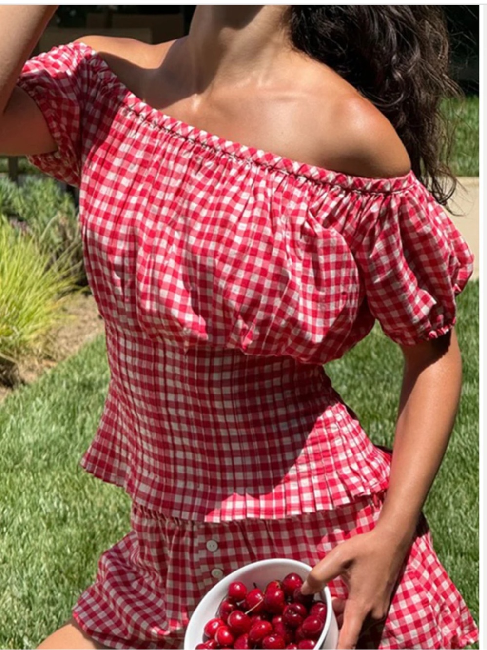 Frankie's Bikinis Cider Gingham Blouse